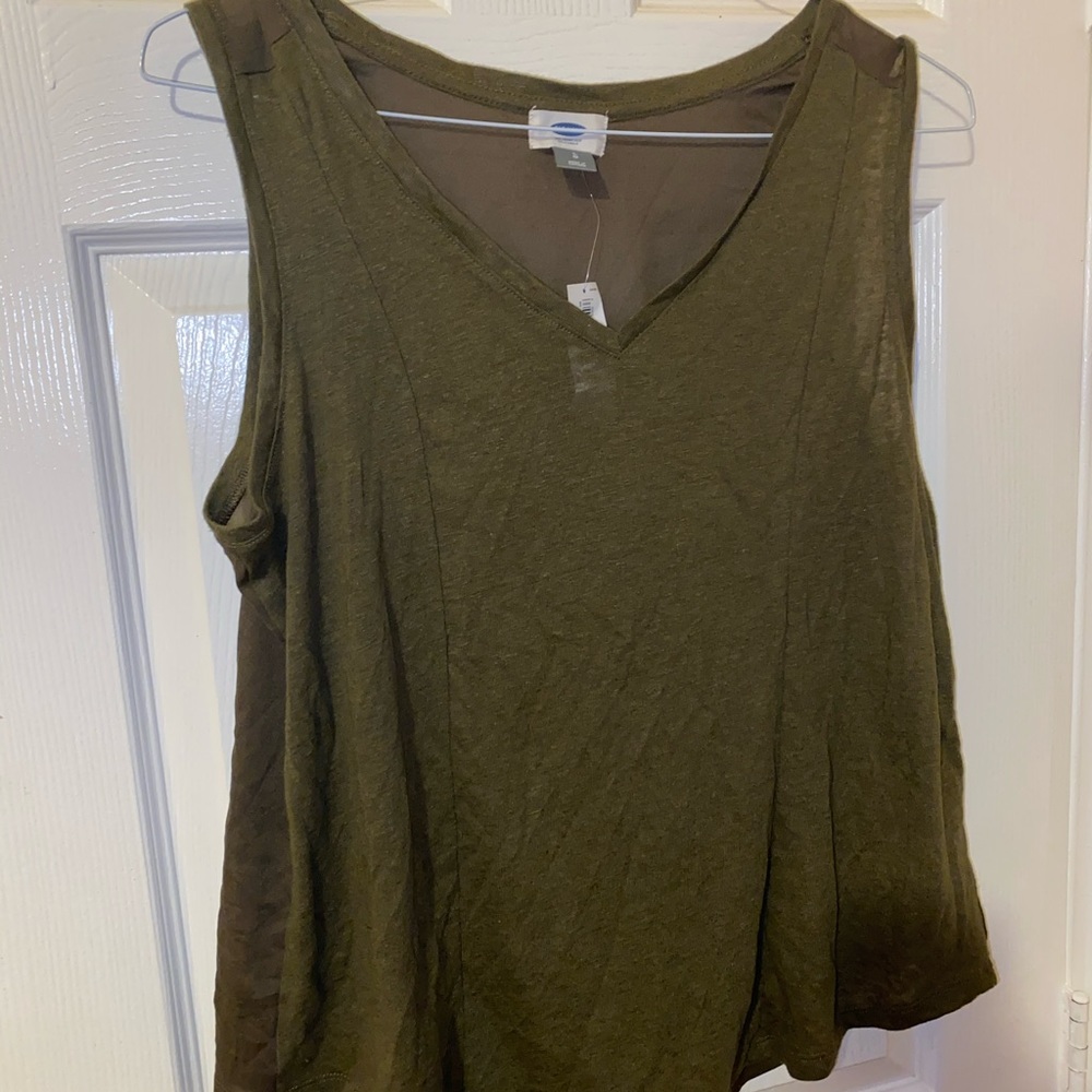 Olive green top see-through back